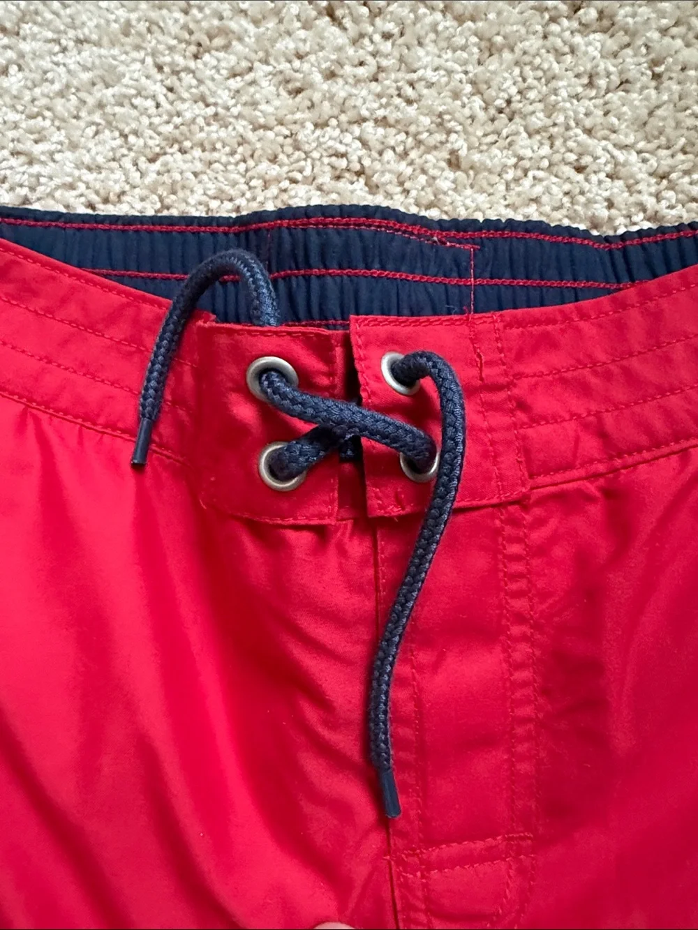 Polo by Ralph Lauren Red Swim Board Shorts with Navy Logo
